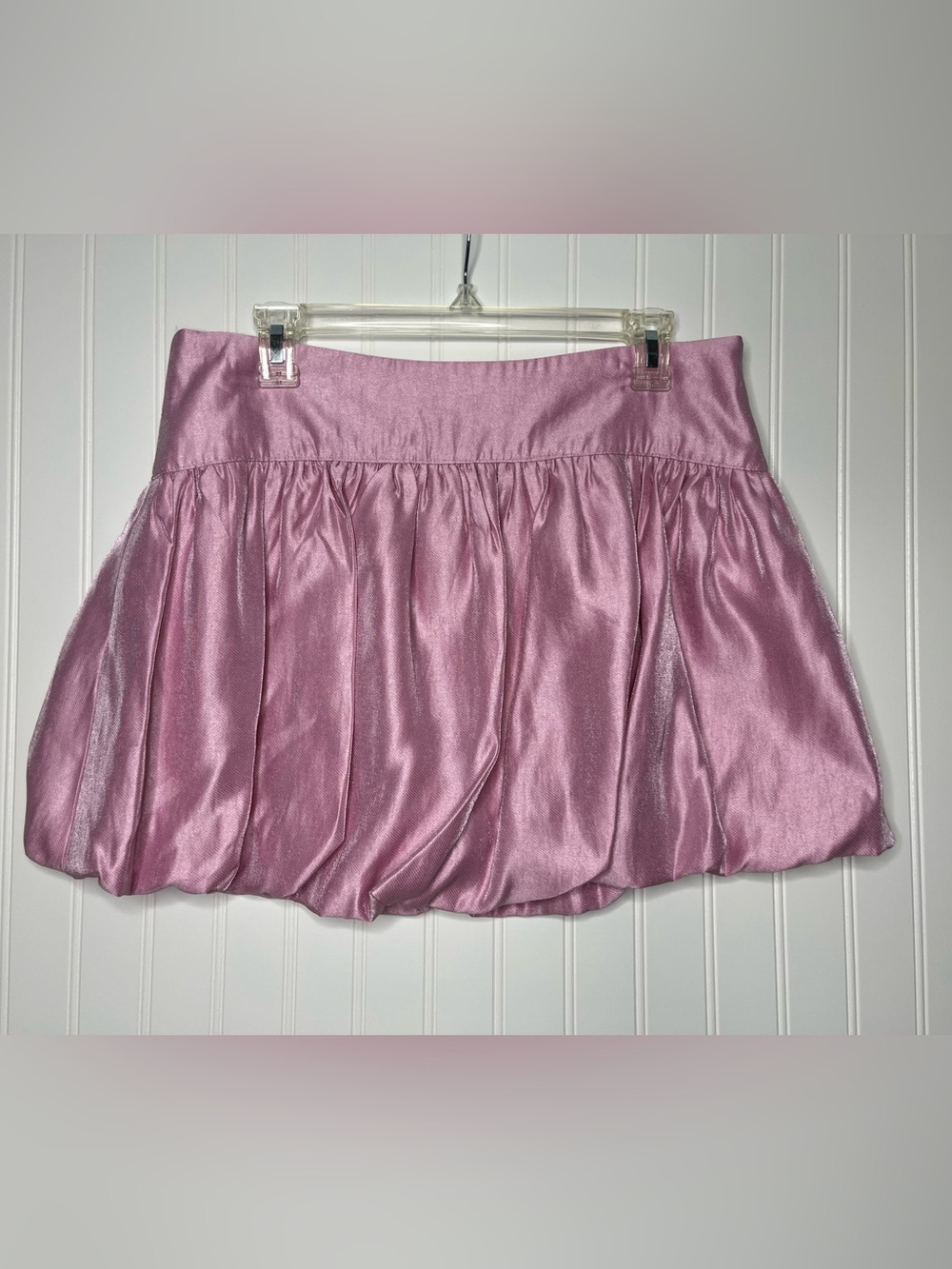 fab’rik Bubble Hem Skort Metallic Pink Balletcore Boutique Size Large NWT